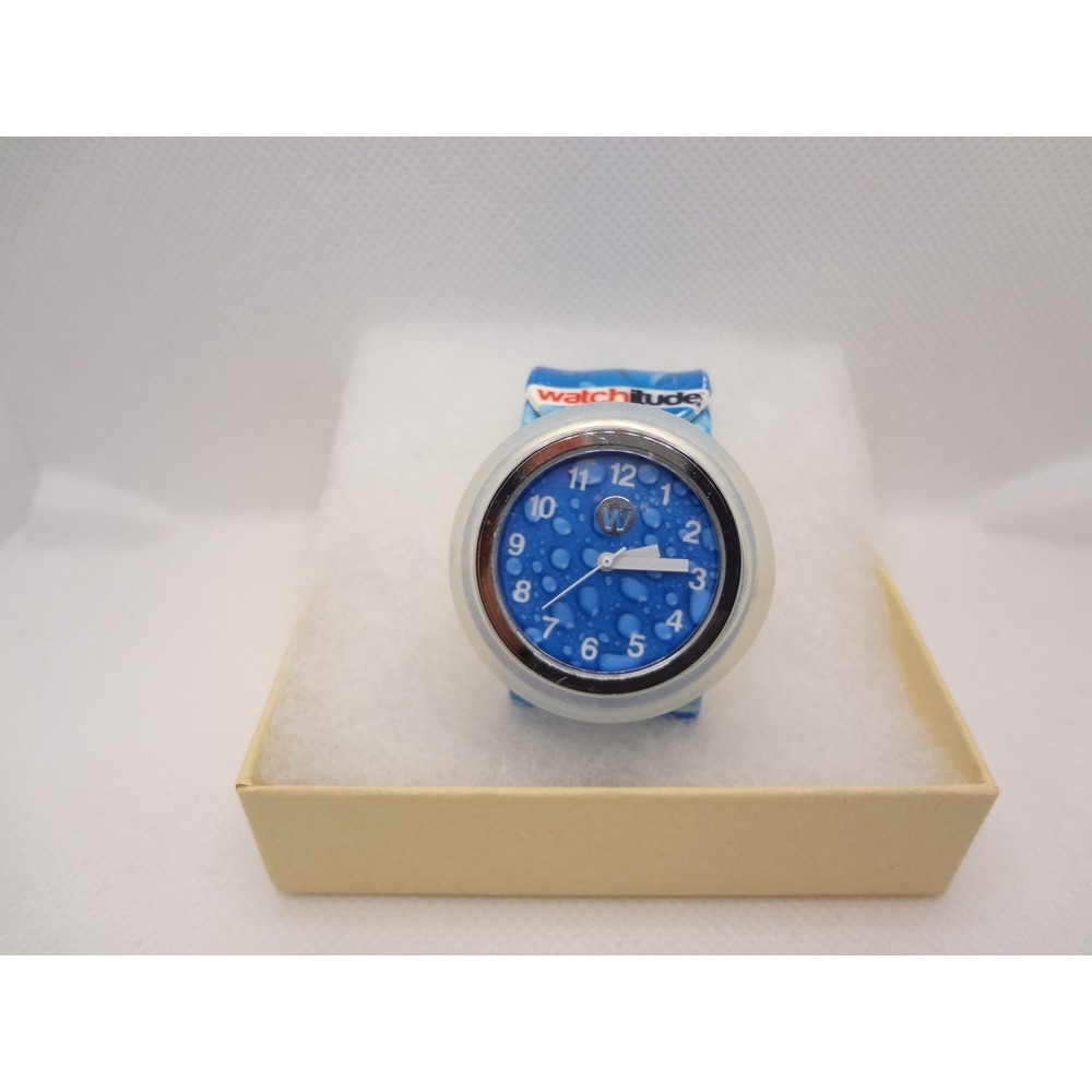 Watchitude Slap Watch Size Blue Excellent Water Droplet Analog